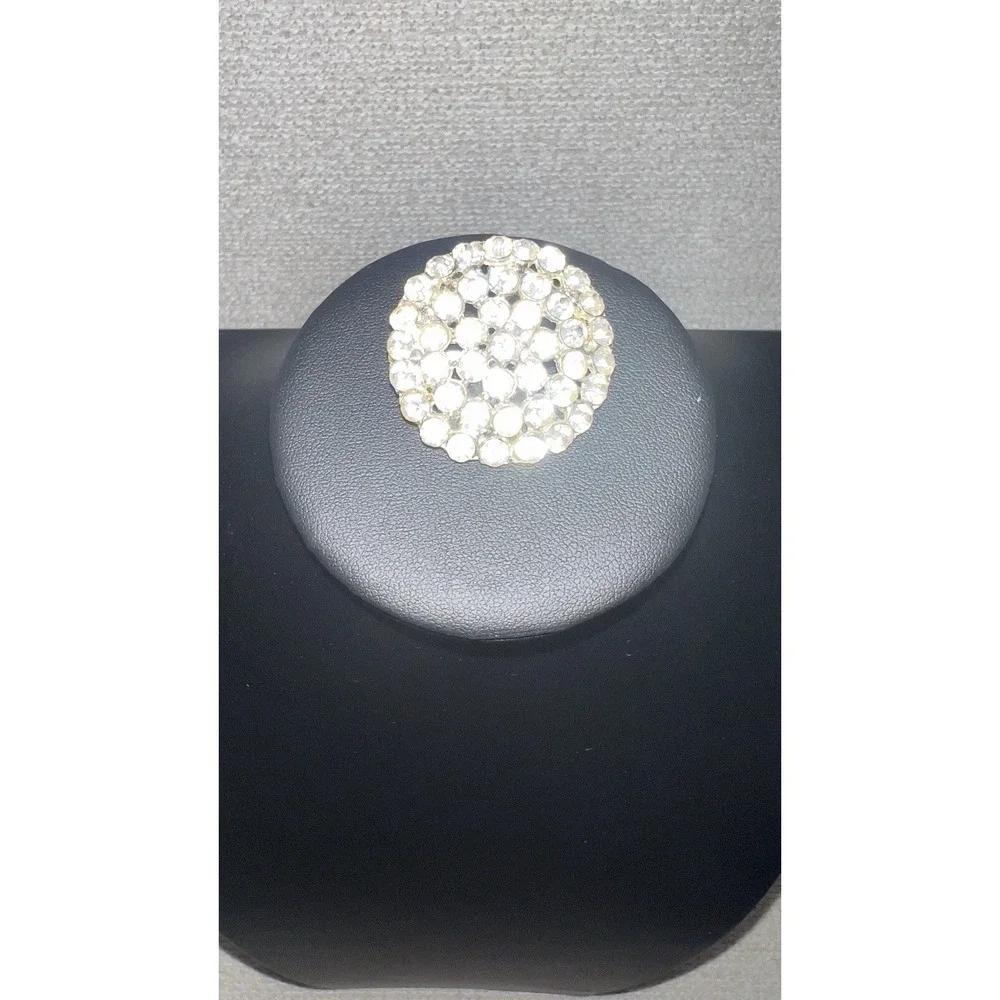 Vintage‎ Rhinestone Pin Silver Plated Clear Tone Costume Antique Jewelry
